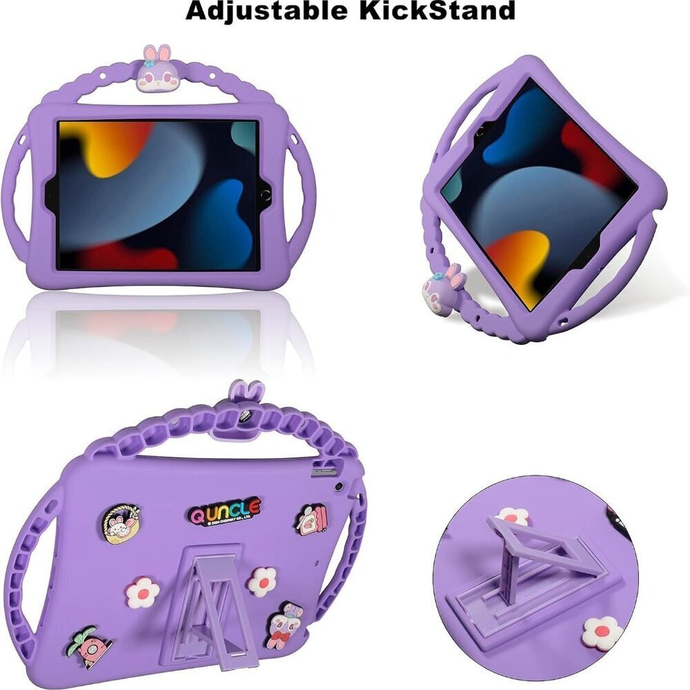 iPad Mini 7th/6th Gen Kids Case 8.3in Shockproof Bunny 3-Handle Stand Purple